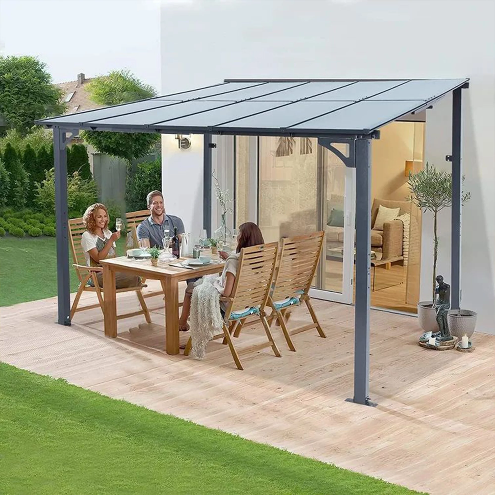 AECOJOY Aluminum Pergola with Canopy 10 Ft. W x 10 Ft. D