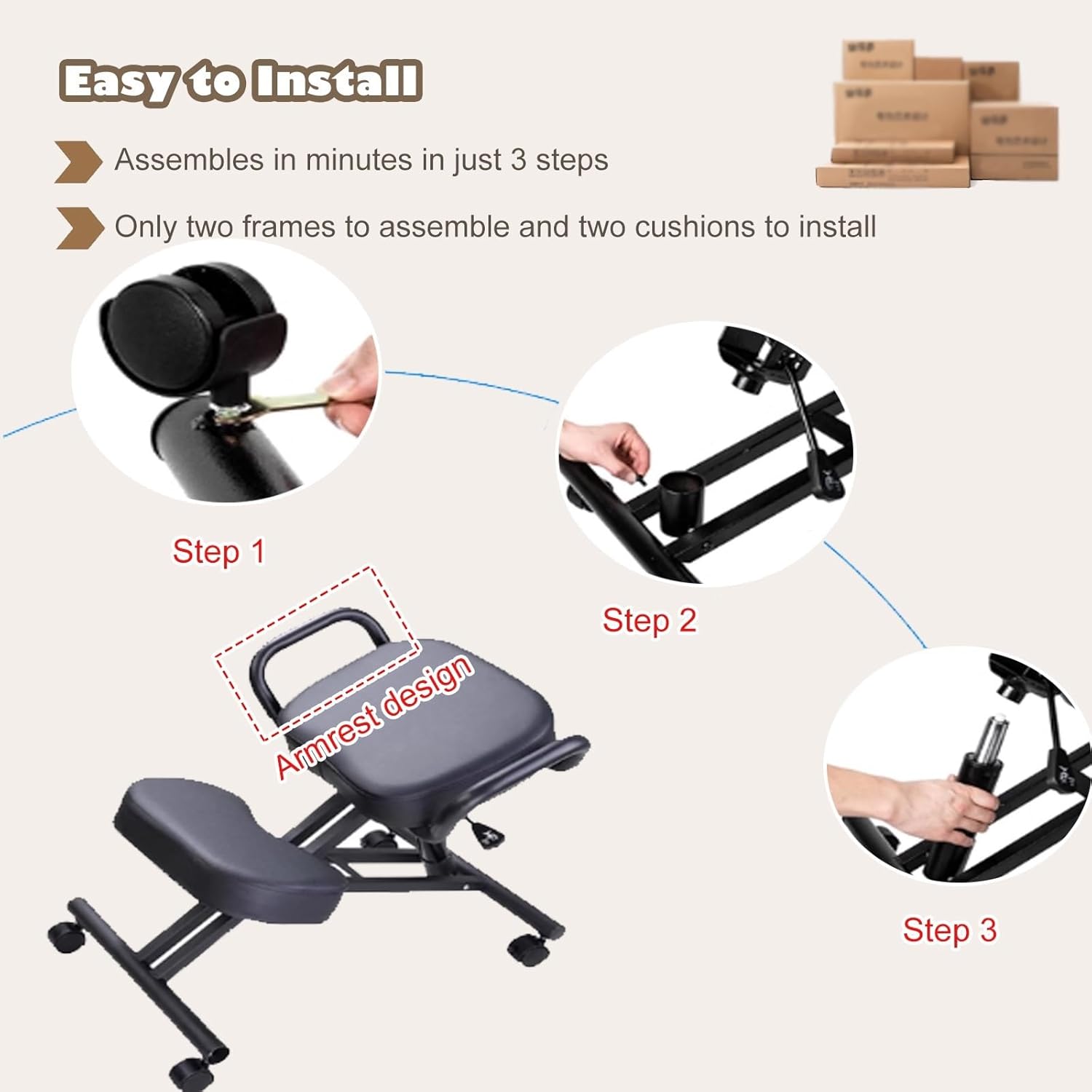 Desk Kneeling Chairs Posture Chair for Desk - Ergonomic Chair Kneeling Chair with Arm - Posture Chair for Computer Workers Yoga Lovers Meditation Fanatics - Thick Comfortable Cushions