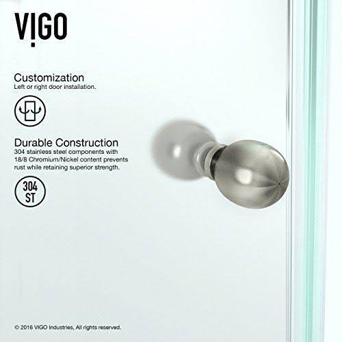 Vigo Frameless Neo-Angle 3/8-Inch Clear Shower Enclosure Brushed