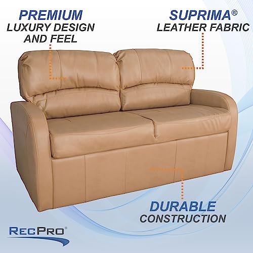 RecPro Charles Collection | 70" RV Jack Knife Sofa w/Arms | RV Sleeper Sofa | RV Couch | RV Living Room (Slideout) Furniture | RV Furniture | Camper Furniture | Putty