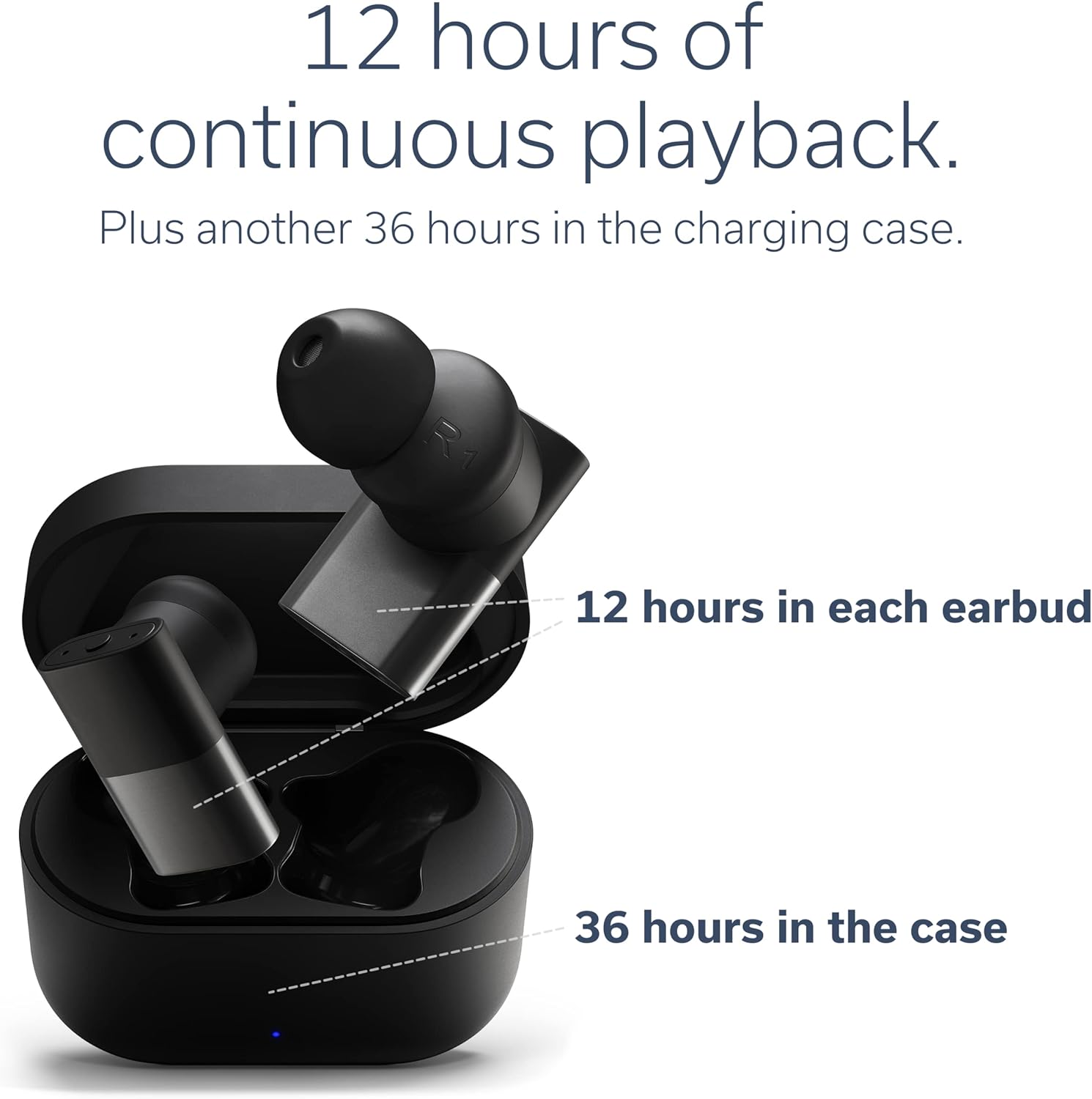 Status Between Pro Wireless Earbuds with Built-in 4X Microphones | Hybrid Triple Speaker Driver | 12 + 36 Hour Battery | Bluetooth 5.2 | Noise-Isolating Fit | Metal Exterior|
