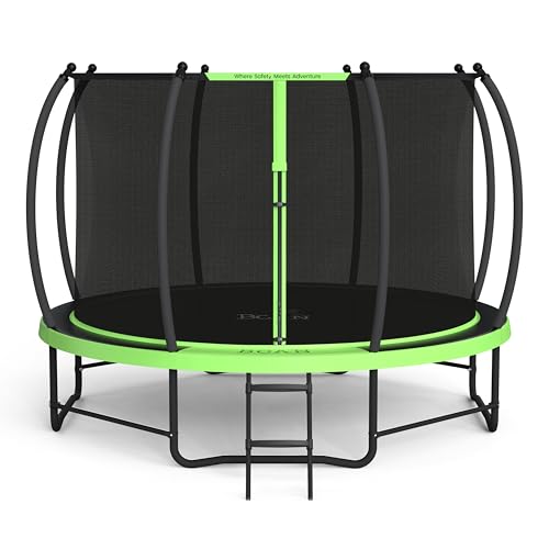 BCAN 8FT 10FT 12FT 14FT 15FT 16FT Recreational Trampoline with Enclosure for Kids Adults, ASTM Approved, Outdoor Trampolines with Ladder for Kids