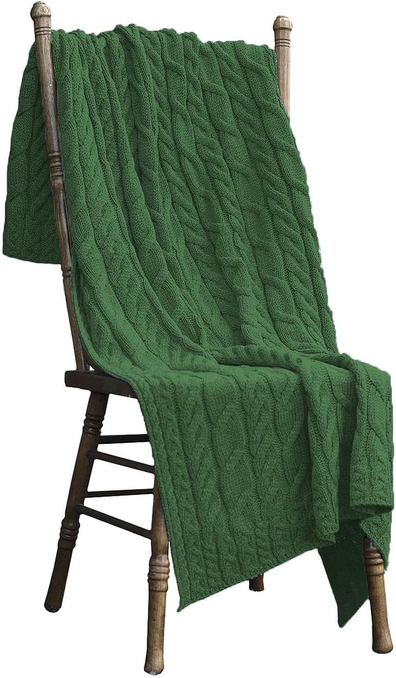 Irish Cable Knit Blanket SuperSoft Merino Wool Throw Made in Ireland 40 x 60