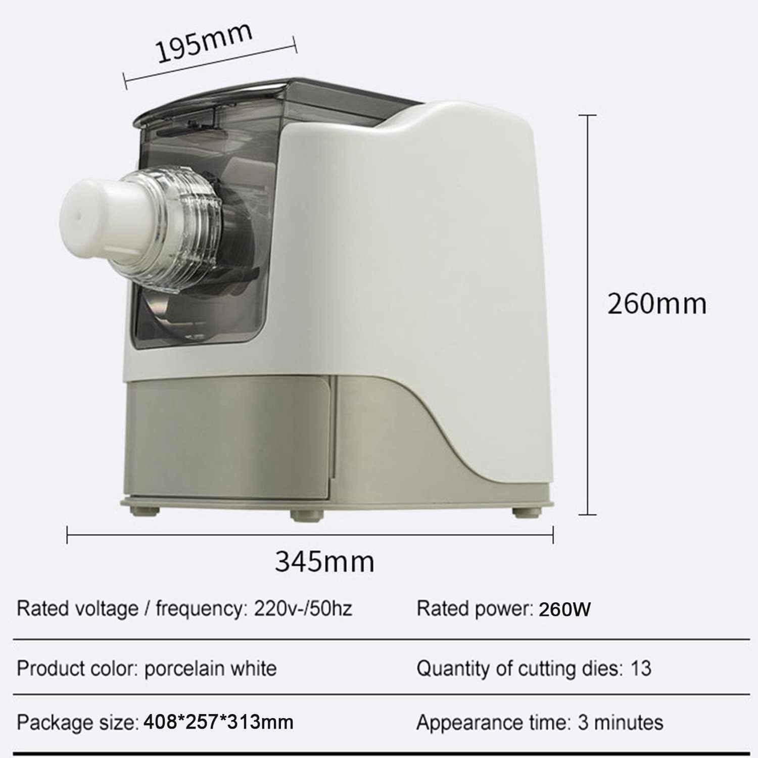 YILEFU Intelligent Fully Automatic Electric Home Pasta Machine Noodle Pasta Maker Making Machine Pasta Extruder 260W with 13 Noodle Molds Saves Time and Effort and is Beginner Friendly