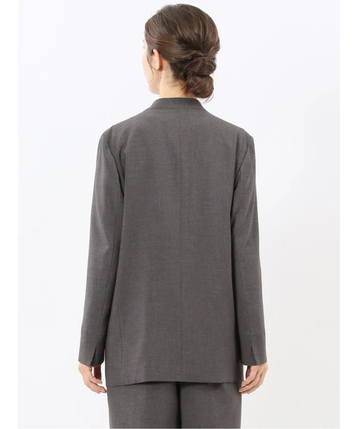 Stretch Washable Woolish No Collar Jacket