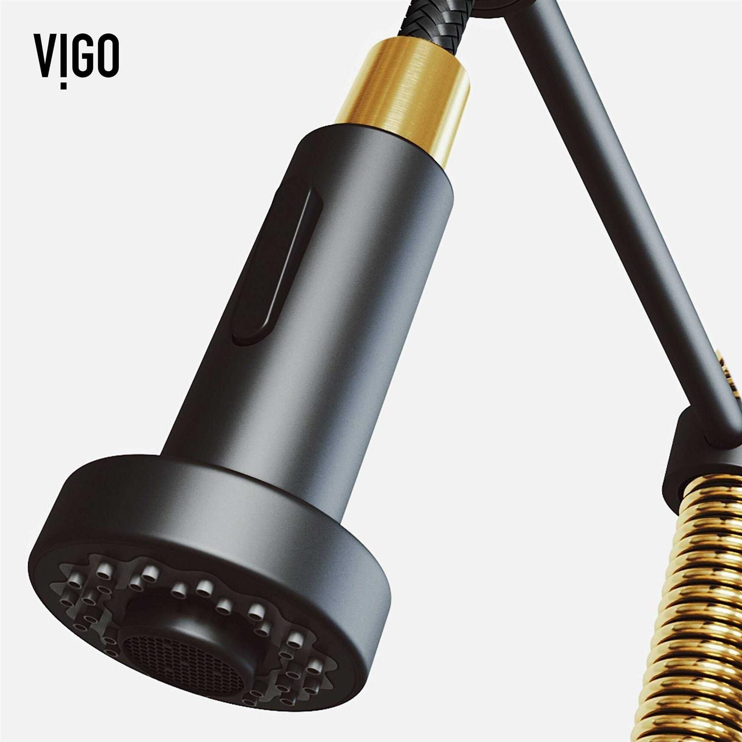 Vigo Edison Single-Handle Pull-Down Sprayer Kitchen Faucet in Matte Gold/Matte Black VG02001MGMB - Shop Hardware Tools Online Store