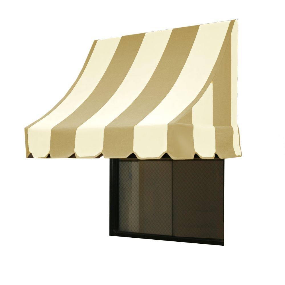 Awntech 5.38 ft. Wide Nantucket Window/Entry Awning (44 in. H x 36 in. D) in Linen/White NN33-5LW