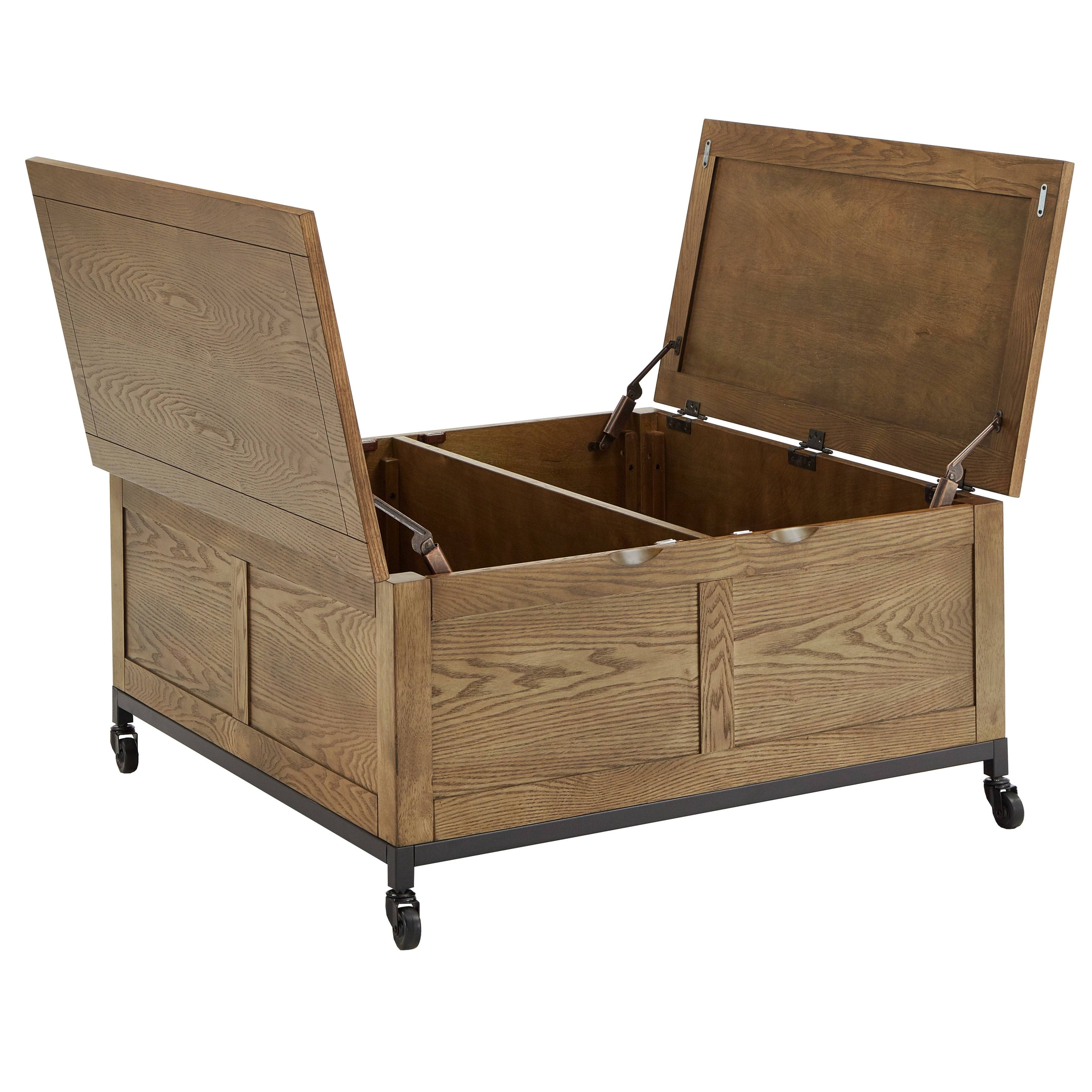Shay Square Storage Trunk Cocktail Table with Caster Wheels by Inspire Q Artisan - Brown