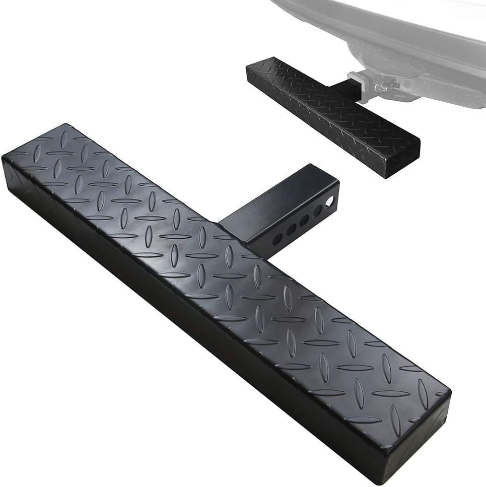 KAYCENTOP Universal Hitch Step Anti Slip and Rust Towing Bumper Guard Black Hitch Steps for Most Cars SUV Trucks Pickups with Pin Fits 2 Inch Receivers Pack of 2