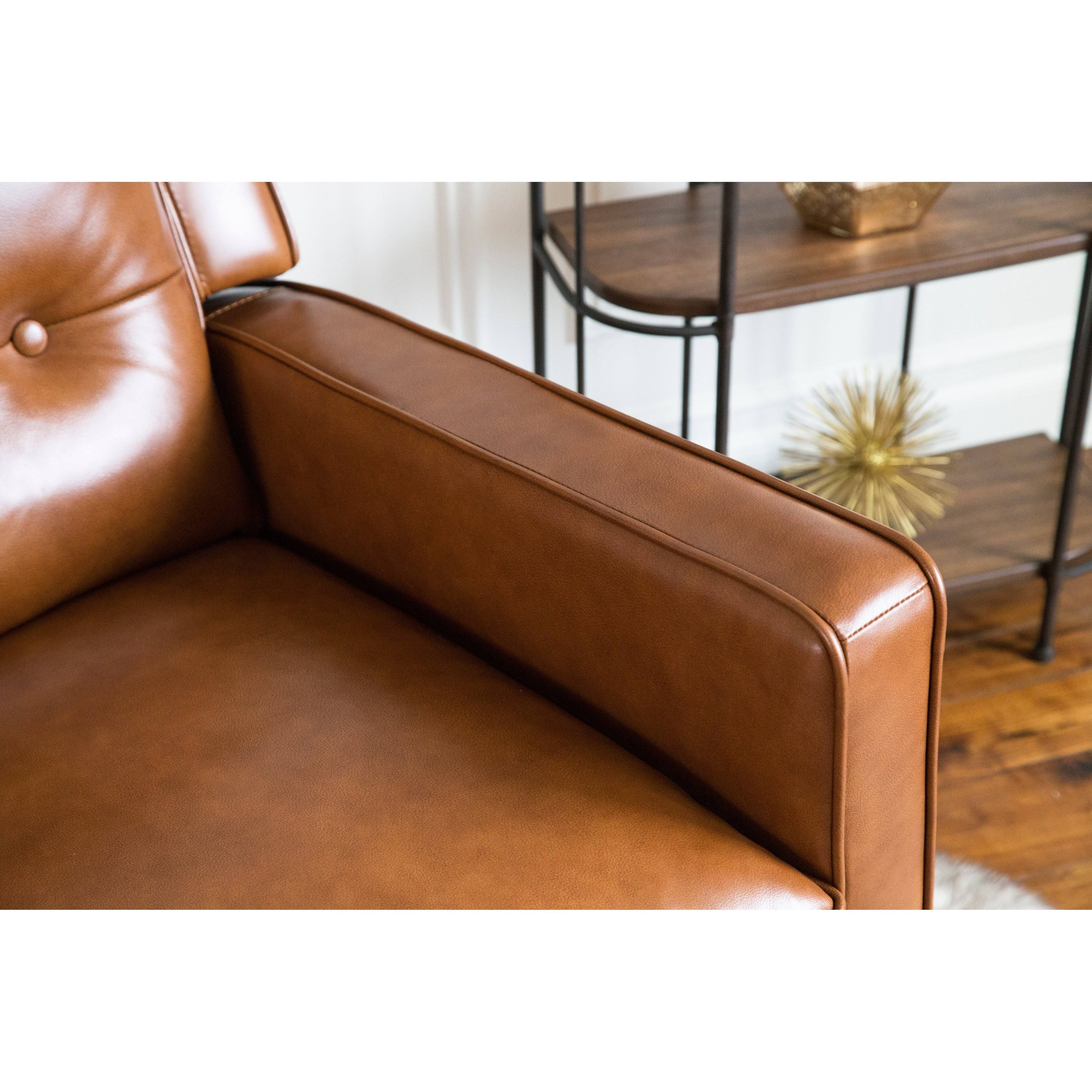 Abbyson Holloway Mid Century Top Grain Leather Pushback Recliner