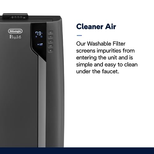 De'Longhi Pinguino Portable Air Conditioner - For Rooms Up to 500 sq. ft. - Cooling, Dehumidifying & Fan Modes - Easy to Use - Washable Filter Included