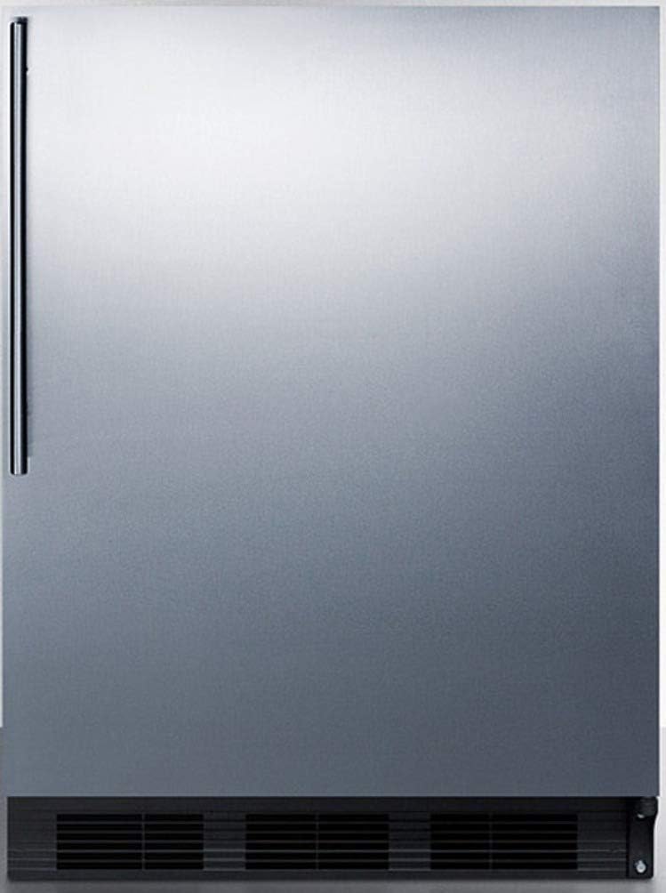 Summit Appliance CT663BKBISSHVADA ADA Compliant Built-in Undercounter Refrigerator-Freezer for Residential Use, Cycle Defrost with Stainless Steel Wrapped Door, Thin Handle and Black Cabinet