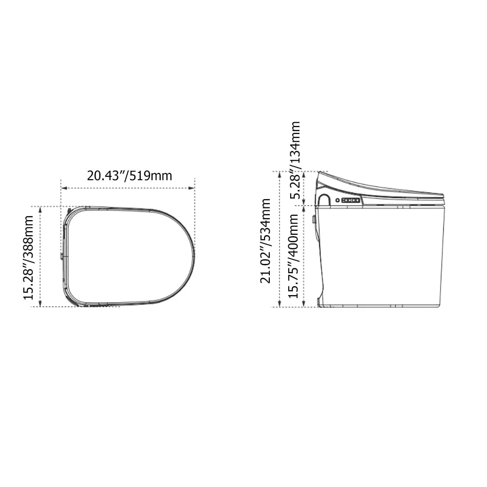 Homary Small Size Smart Toilet One-Piece Elongated Floor Mounted Automatic Toilet Self-Clean