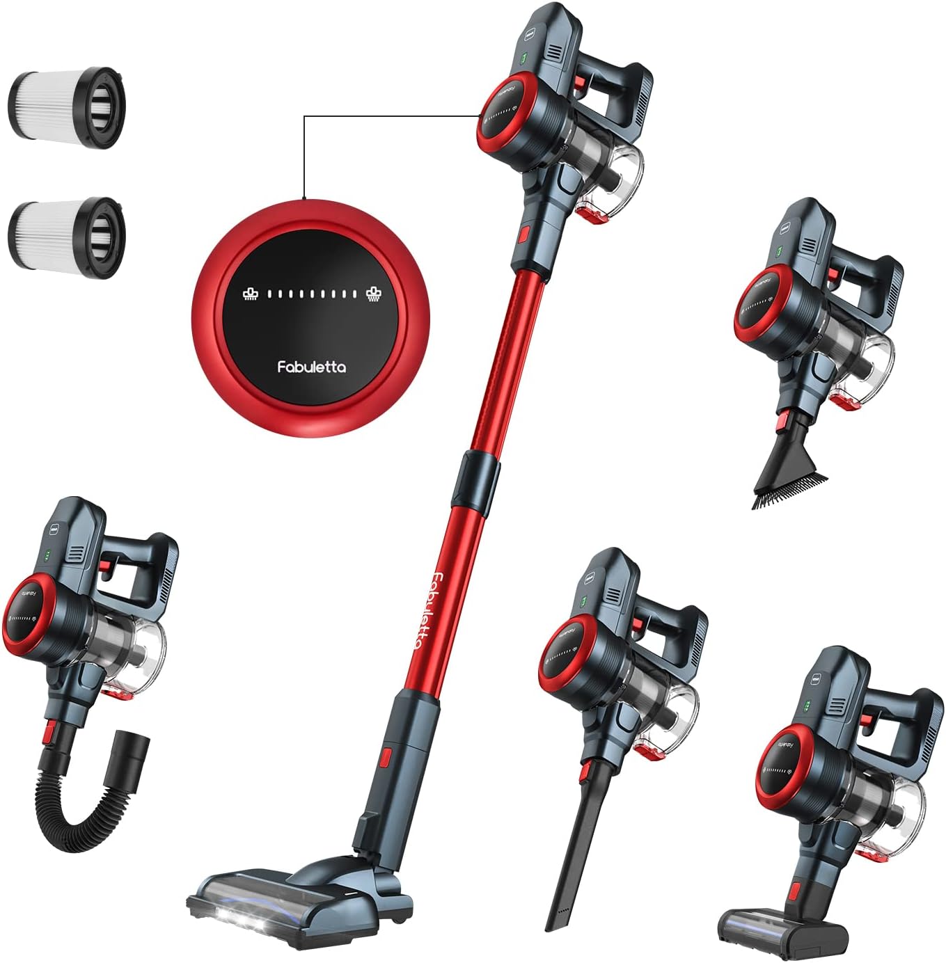 Fabuletta 10-in-1 Cordless Vacuum Cleaner - 24Kpa 250W Brushless Motor Stick Vacuum, Up to 45 Mins Max Runtime Detachable Battery, Led Display, Lightweight Vacuum for Carpet Hard Floor Pet Hair