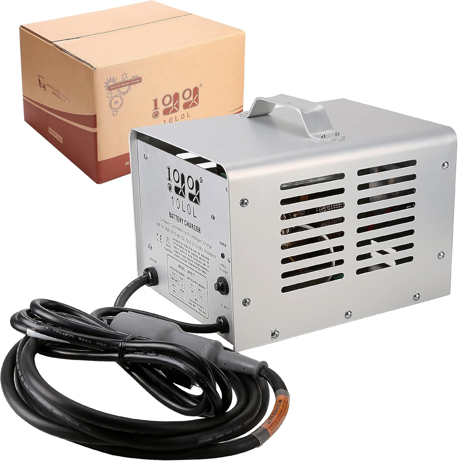 10L0L 48 Volt Battery Charger for Club Car DS 1995-2010 and Precedent 2004-2014 with Round 3 Pin Plug, Smart& Safe Charger, Replace OEM# 103717001