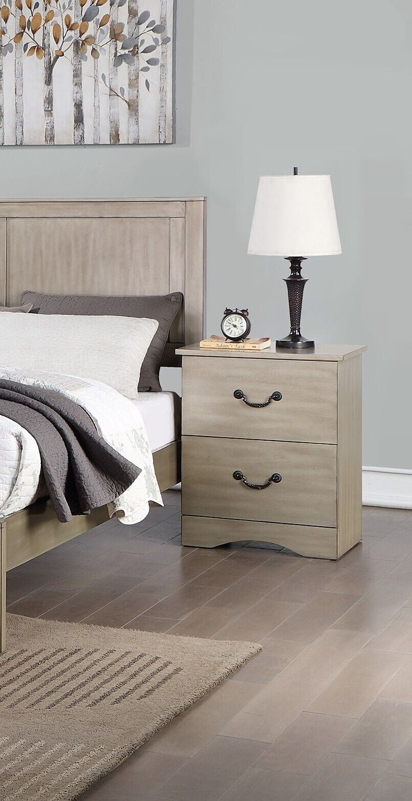 6pc Bedroom Set Classic Chic Cal King Size Bed w underbed Drawer Dresser Mirror Nightstands Chest Light Tan Finish Hue Furniture