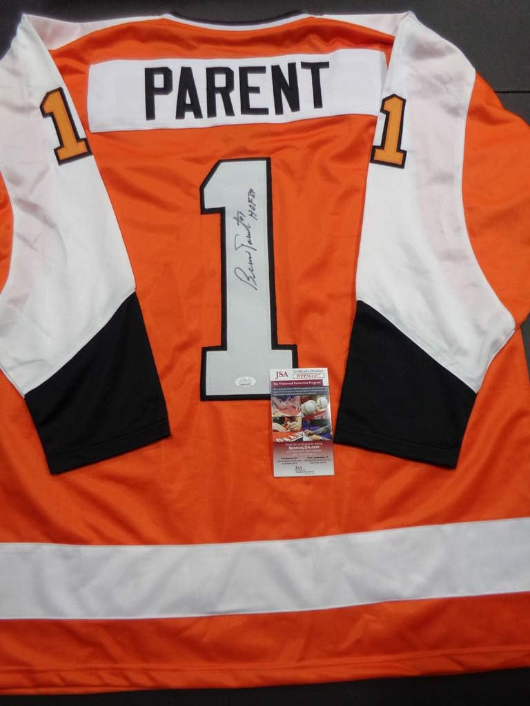 Bernie Parent Autographed Philadelphia Flyers Retro Orange Replica Jersey JSA COA