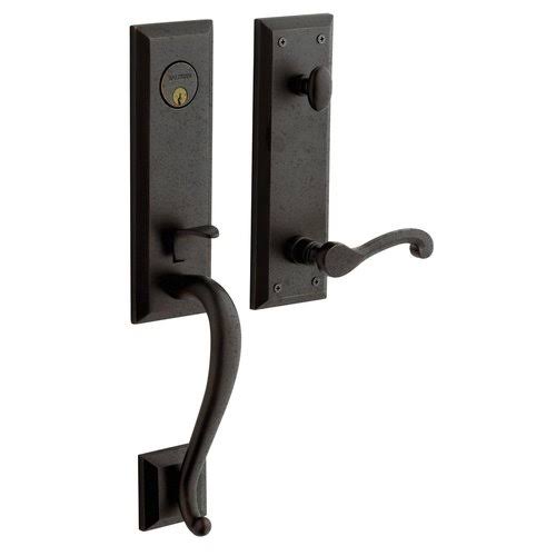 Baldwin 85355.LENT Left Handed Stonegate Single Cylinder Handleset - Satin Brass and Black
