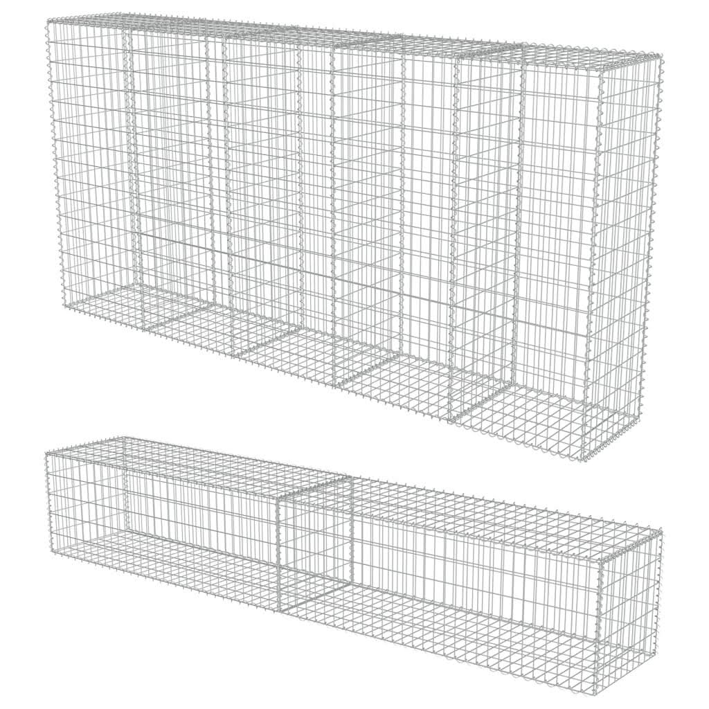 vidaXL Gabion Wall with Covers Galvanized Steel - 118x22x19.7x22x59x22