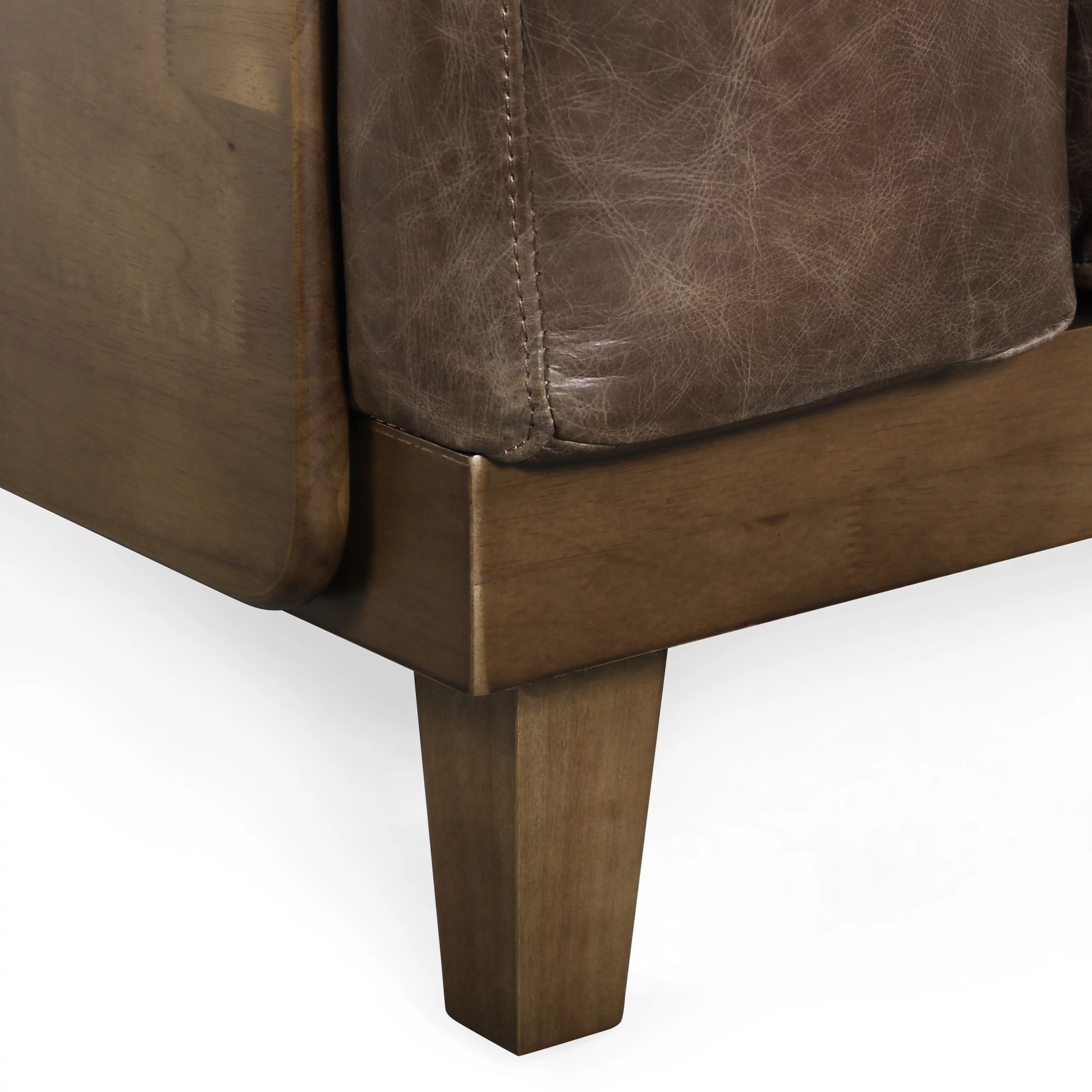 GDF Studio Connor Contemporary Upholstered Oversized Club Chair, Espresso Leather and Dark Walnut