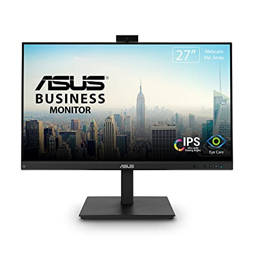 ASUS 27” 1080P Video Conference Monitor (BE279QSK) - Full HD, IPS, Built-in Adjustable 2MP Webcam, Mic Array, Speakers, Eye Care, Wall Mountable, Frameless