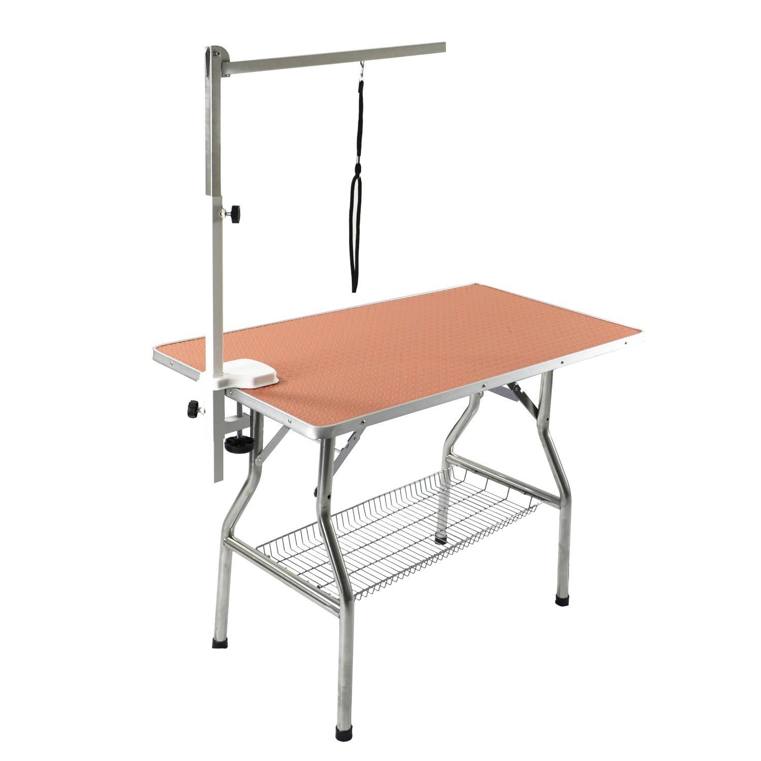 Flying Pig Grooming Heavy Duty Dog u0026 Cat Grooming Table with Arm, Small, Orange