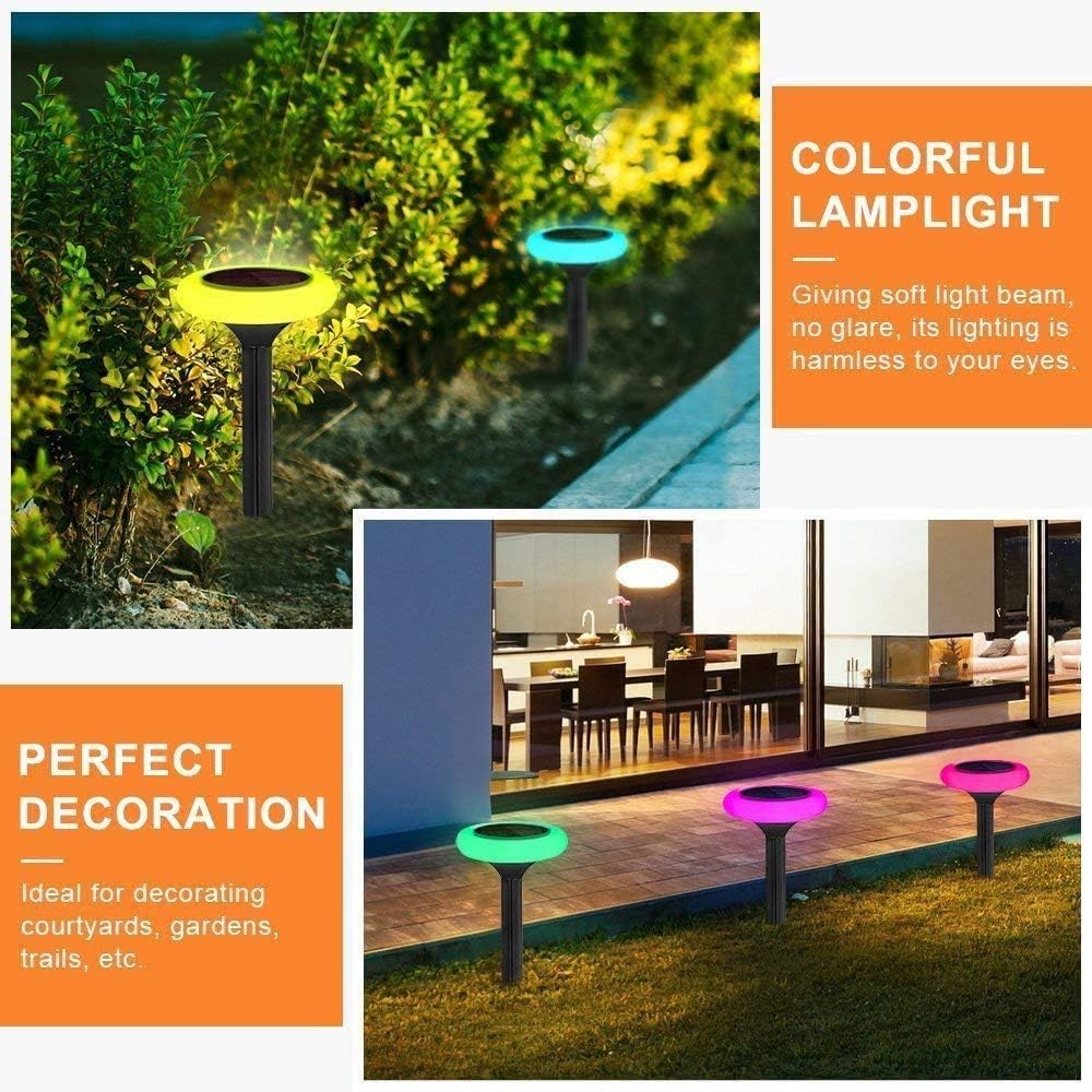 Colourful Solar Lights Outdoor,Fatpoom 7 Color Solar Pathway Lights Outdoor Garden Lights Landscape Lighting Weatherproof Auto On/Off for Garden Lawn Patio Yard Walkway Sidewalk Driveway (4Pack)