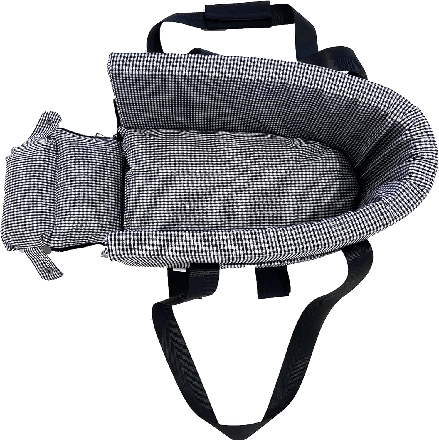 Ximei Dog Booster Car Seat ON Car Armrest Center Console Dog Pet Booster Car Seat Dog Cat Travel Seat Puppy Console for SUV Secure Safety Seat Perfect for Small Dogs Cats (Black and White)