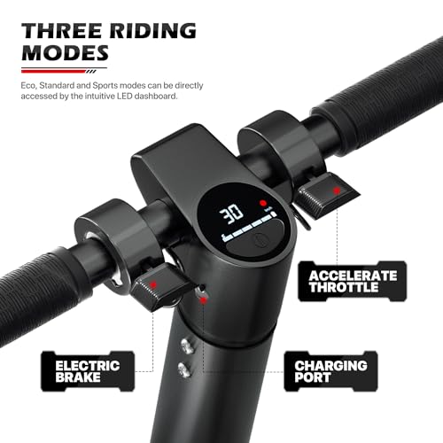 MoNiBloom E-Scooter Electric Kick Scooter w/LED Display and Bluetooth APP, Portable Folding Commuting Scooter for Adults & Teens