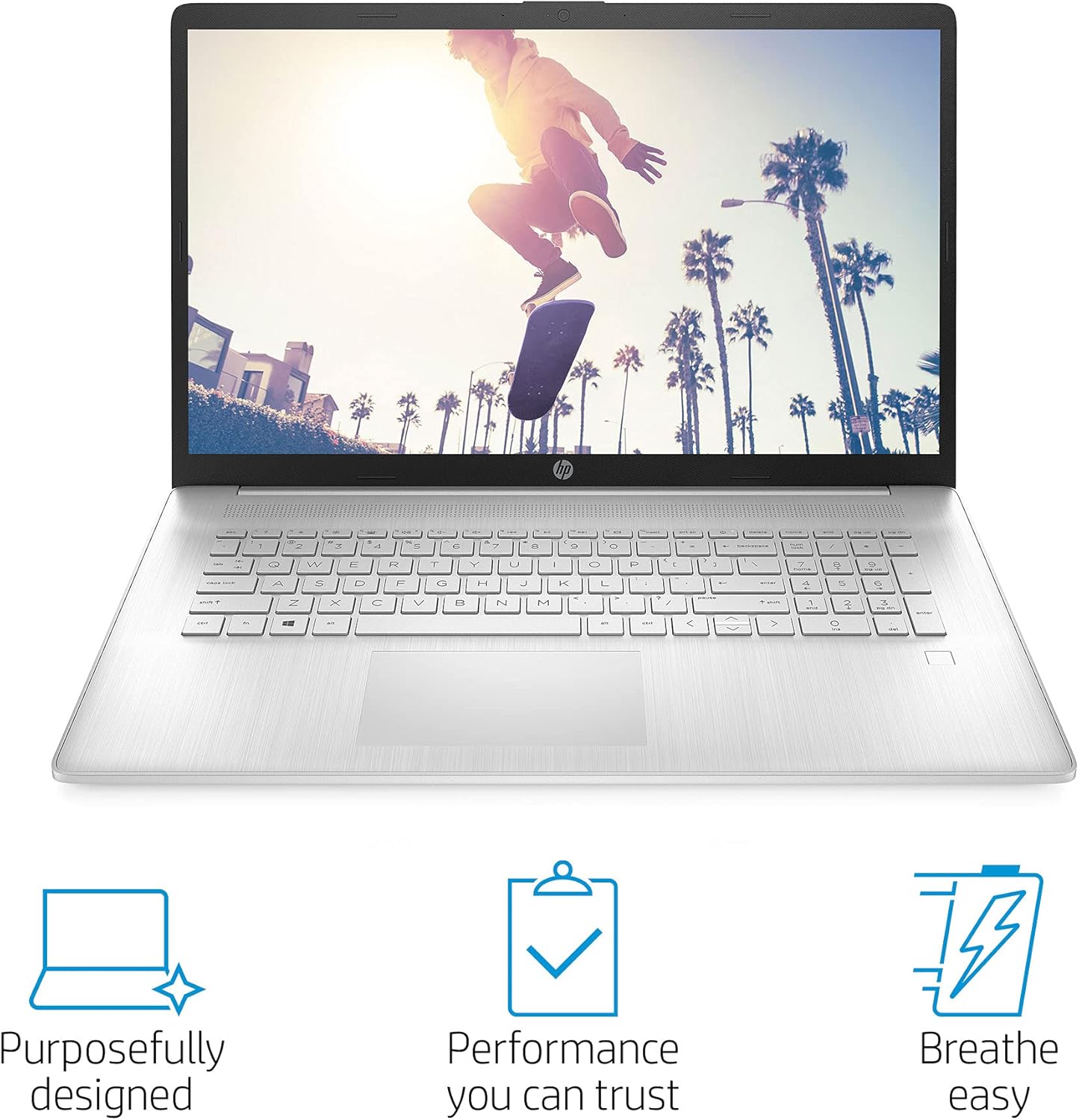 Newest HP 17 Premium Laptop : 17.3" FHD Anti-Glare IPS Display, 6-Core AMD Ryzen 5-5500U Processor, 16GB Ram, 256GB SSD, AMD Radeon Graphics, WiFi, Bluetooth, FP-Reader, HDMI, Windows 10S, TF