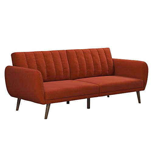 Novogratz 2275429N Brittany Sofa, Light Grey Linen Sectional Futon, Gray