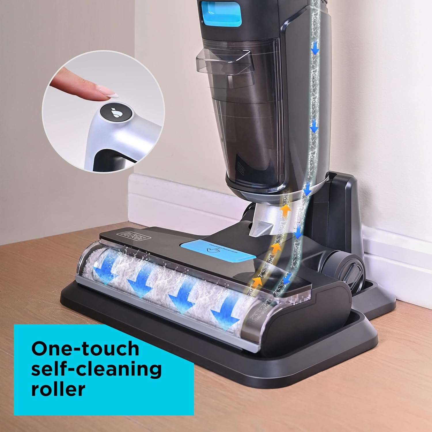 BLACK+DECKER Wet Dry Vacuum Mop Floor Cleaner One-Step Self-Cleaning for Hard Floors Lightweight