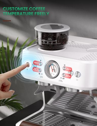Espresso Machine with Grinder, Dual-Boiler 58MM Professional Espresso coffee Machine with Powerful Steam Wand Beginner Friendly Espresso Maker Stainless Steel Latte Cappuccino Machine for Home