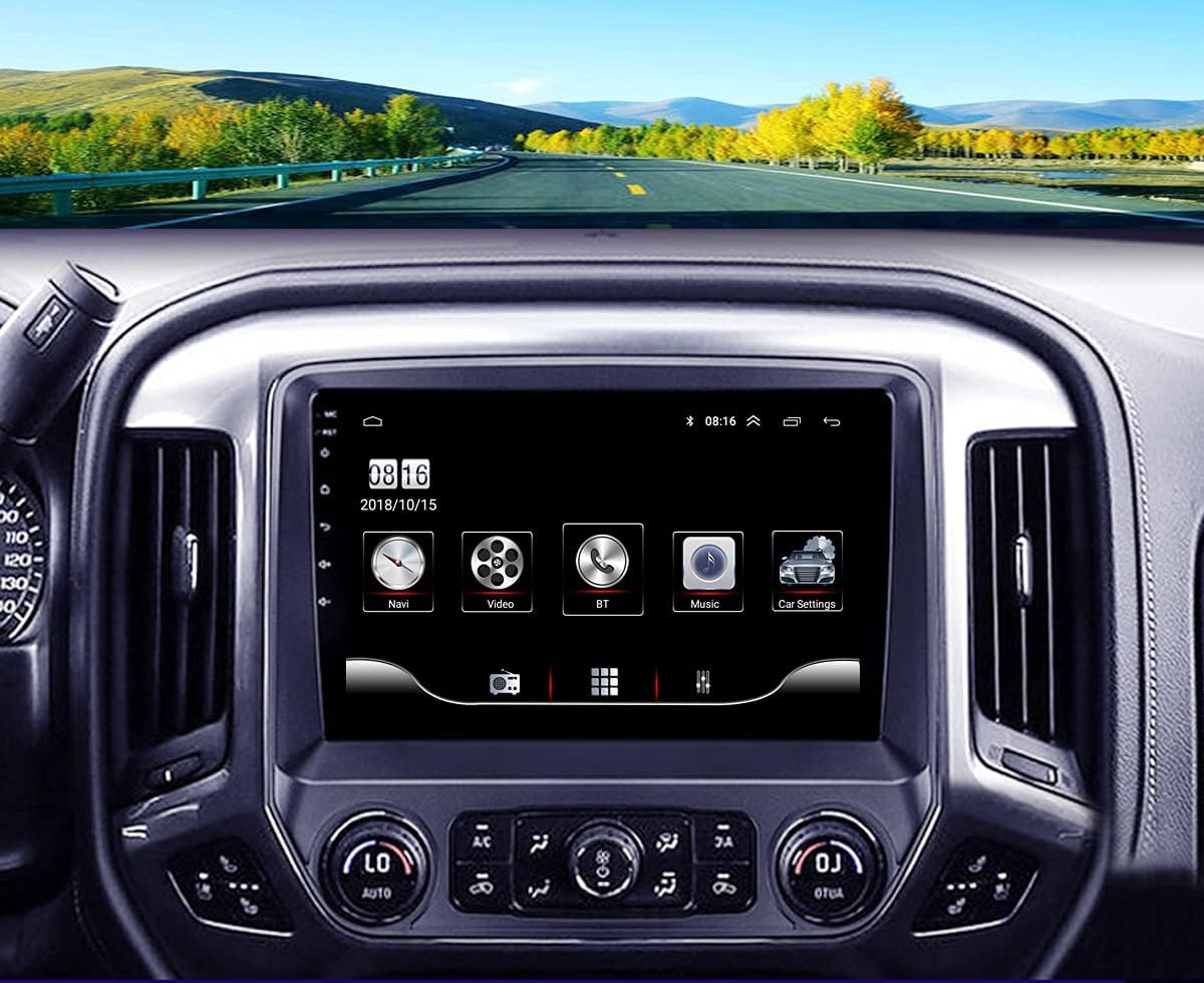 Android Radio Replacement for Chevrolet Chevy Silverado GMC Sierra 2014 2015 2016 2017 2018 2019 Headunit Navigation 10.1inch 4GB+64GB Wireless Carplay 4G LTE WiFi Free Camera