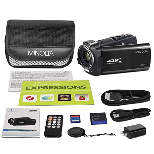 Minolta MN4K100Z 4K Ultra HD Camcorder w/10x Optical Zoom (Black)