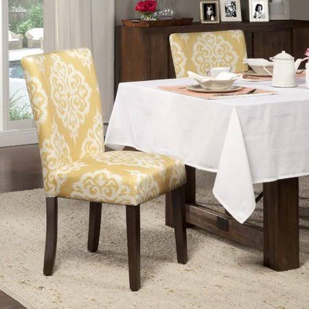 Bungalow Rose Natane Yellow u0026 Cream Damask Parsons Chair