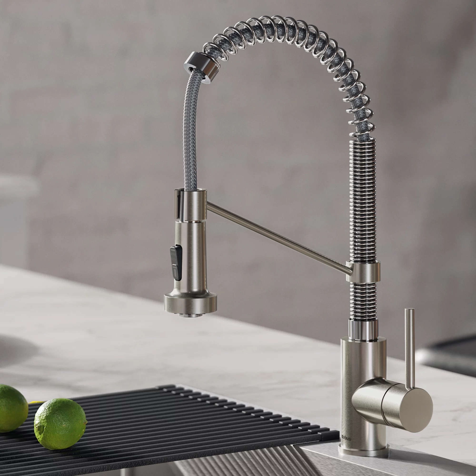 Kraus Bolden™ Single Handle 18-Inch Commercial Kitchen Faucet with Dual Function Pull-Down Sprayhead in Stainless Steel/Chrome Finish