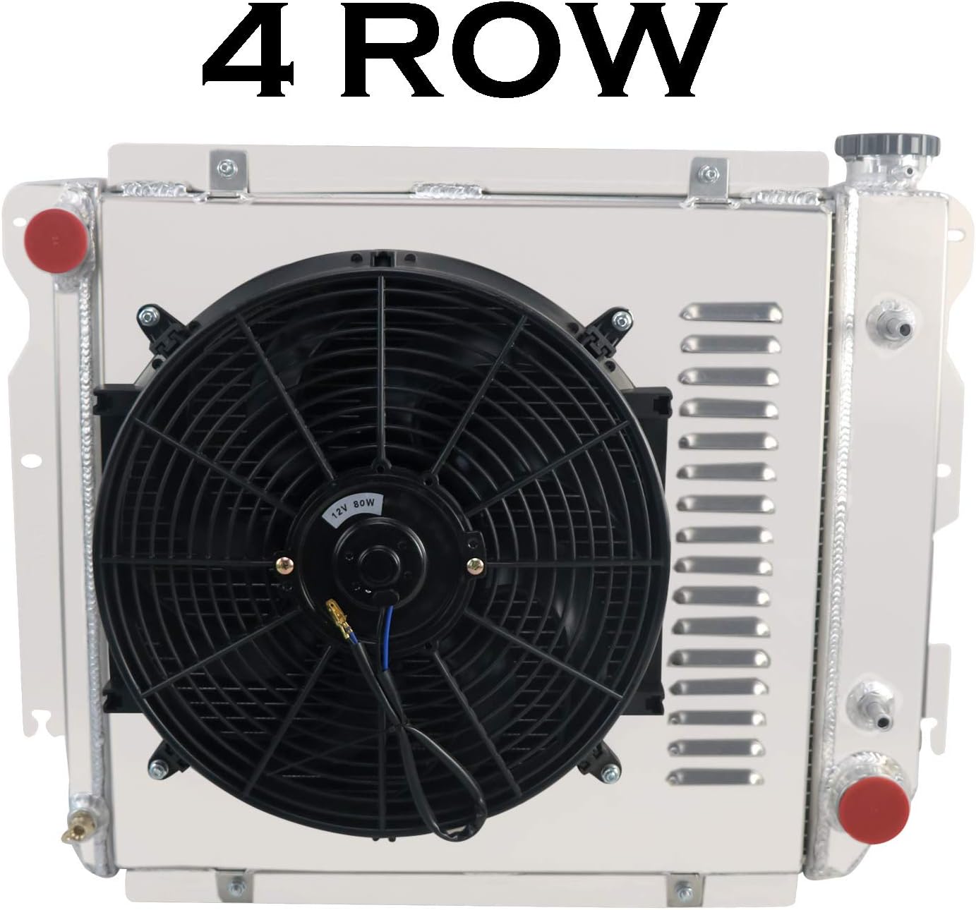 ALLOYWORKS 4 Row All Aluminum Radiator+Shroud Fan For 1987-2002 Jeep Wrangler YJ/TJ / 1987-1995Chevy GM V8 Engine