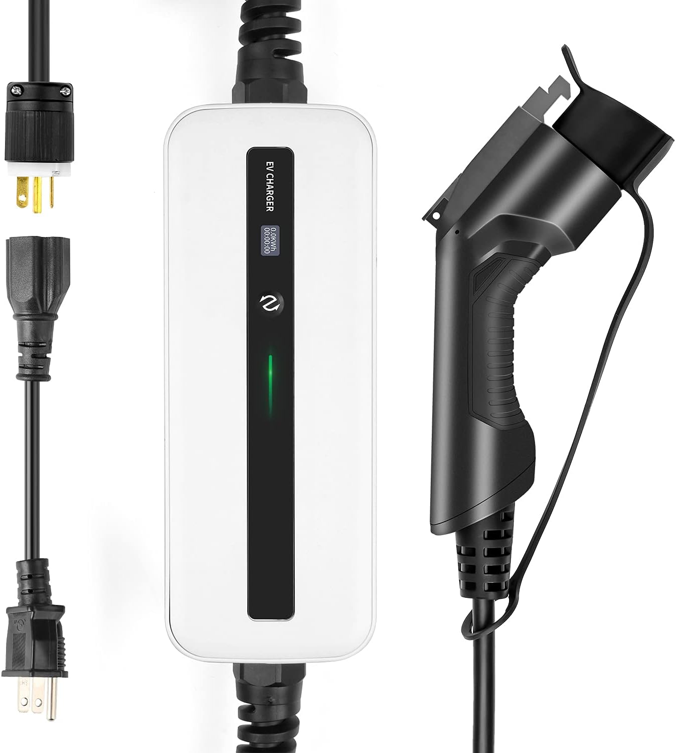 Elecvlife Level 2 EV Charger 110V-240V Home Electric Vehicle 16A J1772 NEMA 6-20 3.68KW Charging Station Electric Car NEMA 5-15 to NEMA 6-20 Adapter 25FT with EV Car (16A)