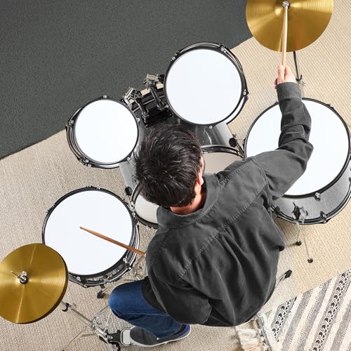 Best Choice Products 5-Piece Full Size Complete Adult Drum Set w/Cymbal Stands, Stool, Drum Pedal, Sticks, Floor Tom - Dark Blue Sparkle