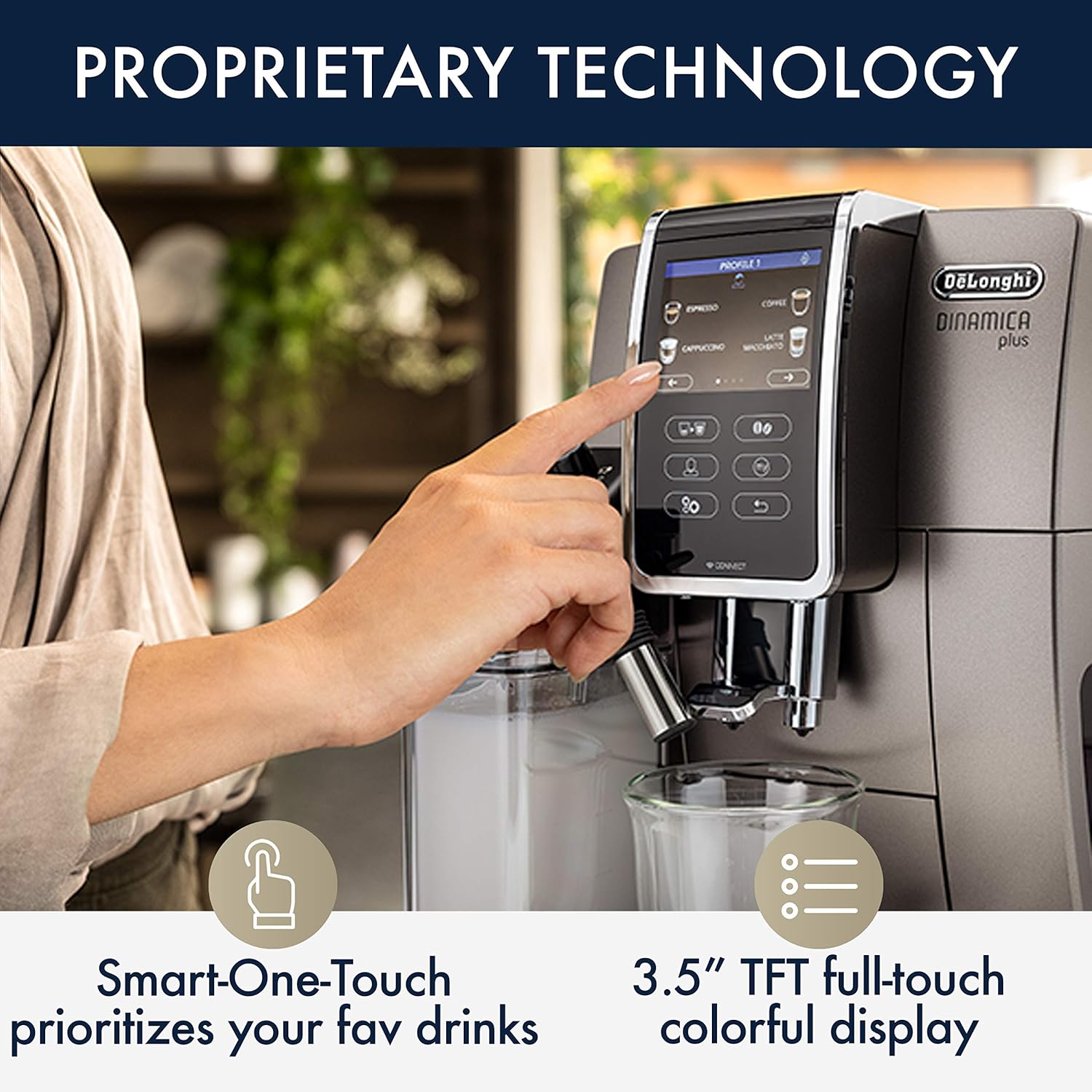 De'Longhi ECAM37095TI Dinamica Plus Fully Automatic Espresso Machine, Titanium