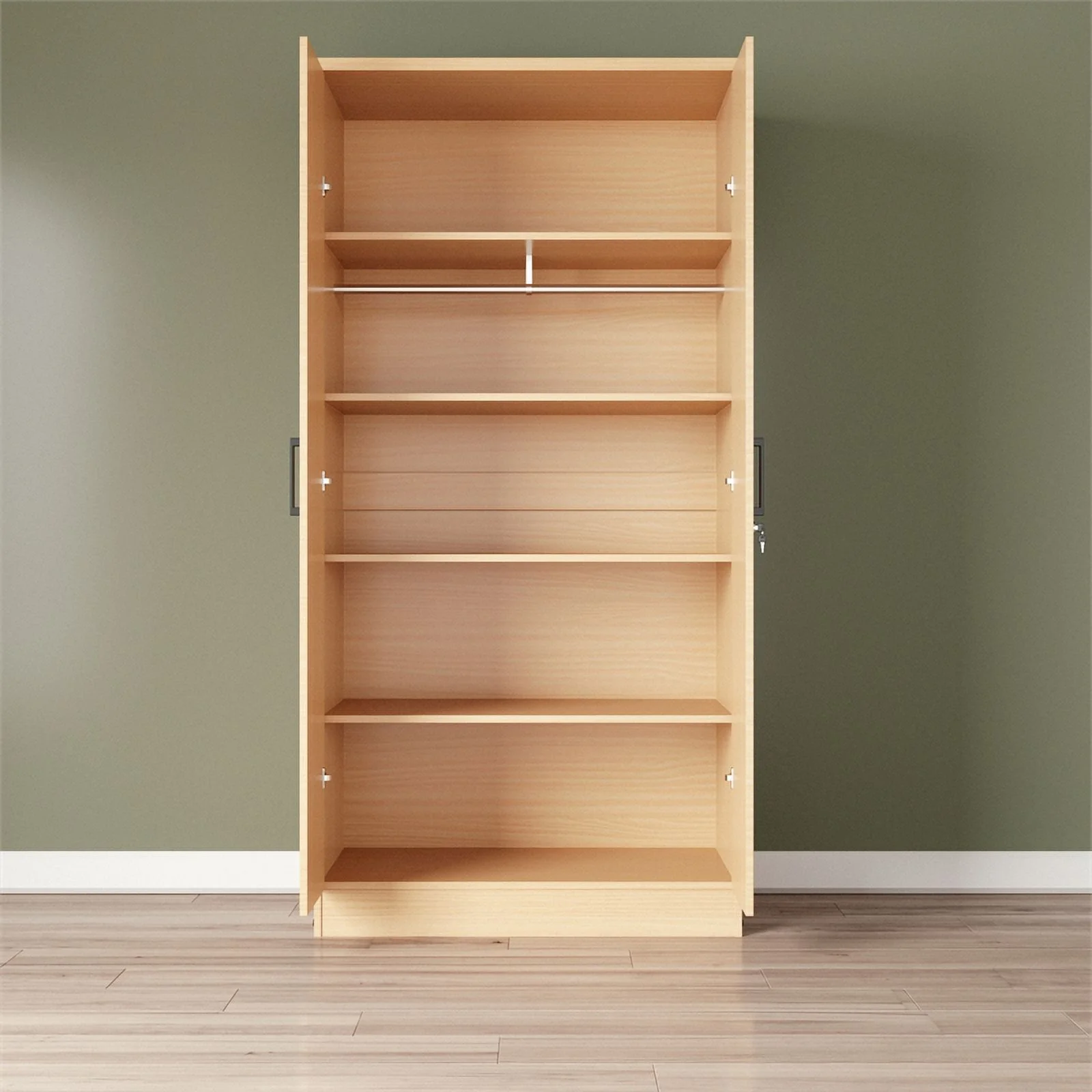 Better Home Products Harmony Two Door Armoire Wardrobe with Mirror Beech (Maple)