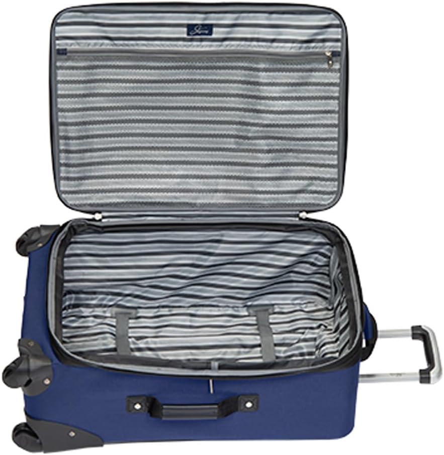 Skyway Epic Softside Medium Checked Luggage - Lightweight Suitcase with Wheels | TSA Approved Travel Bag | Spinner Suitcase | Large Luggage Set with Telescoping Handle, 24 inch, Surf Blue