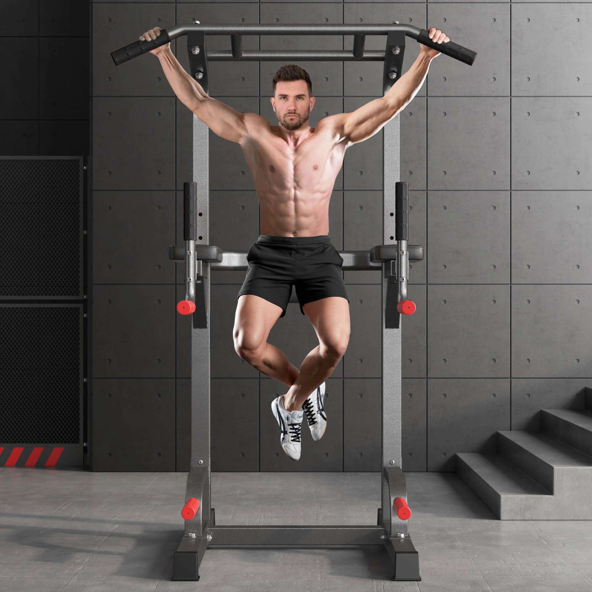 SogesPower Power Tower Dip Station Pull Up Bar Stand with Adjustable Height, Multifuctional Traing Equipment for Home