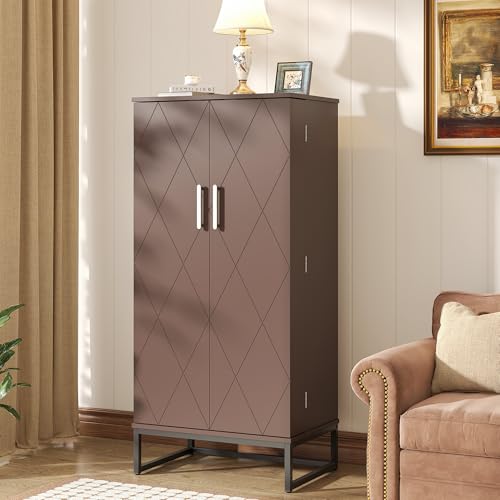 51” Pantry Cabinets, White Freestanding Kitchen Pantry Storage Cabinet with Adjustable Shelves, Buffet Cupboards Storage Cabinet for Home Office Use, White + Gold