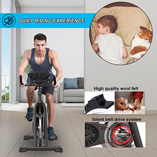 Exercise Bikes Stationary,Exercise Bike for Home Indoor Cycling Bike for Home Cardio Gym,Workout Bike with Ipad Mount & LCD Monitor,Silent Belt Drive