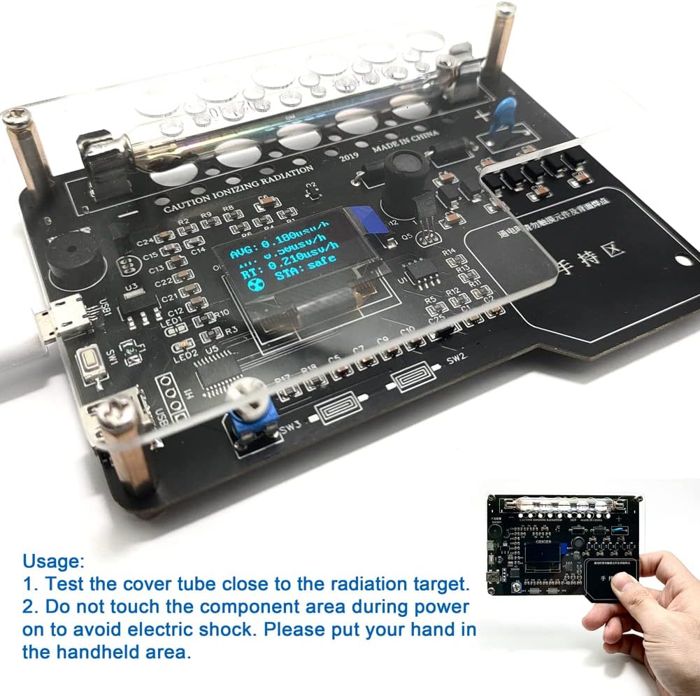 Geevorks Geiger Counter Nuclear Radiation Detector,Assembled DIY Geiger Counter Kit with OLED Display Screen,Module Nuclear Radiation Detector X γ β-rays Iodine 131 Detecting Pack of 2