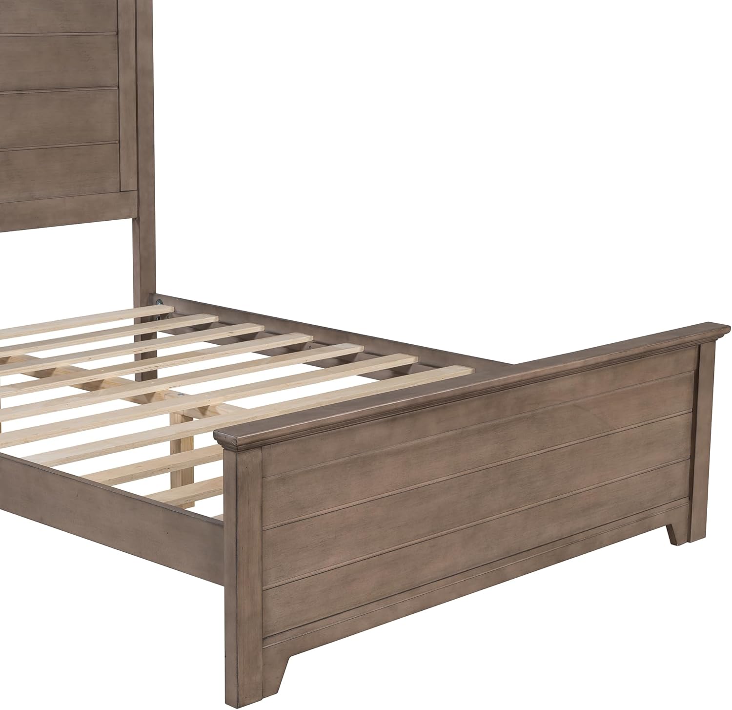 Farmhouse Style Full Size Platform Bed with Panel Design High Headboard and Footboard,Wood Bed Frame with Wood Slats Support,No Box Spring Needed, Easy Assembly