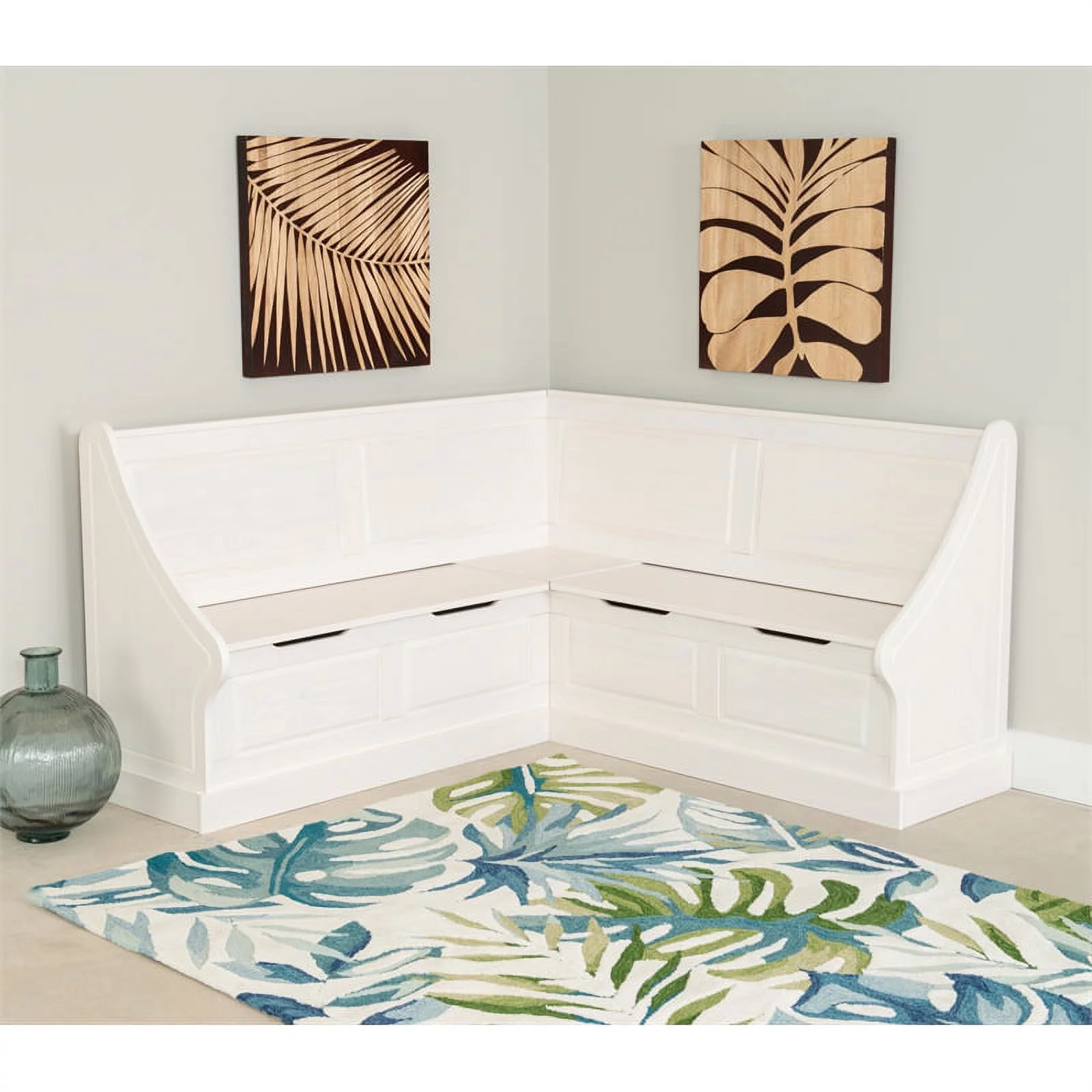 Linon Troyin Wood Corner Breakfast Nook in White