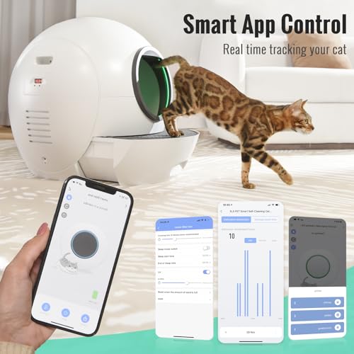 Self Cleaning Litter Box, Upgraded Automatic Cat Litter Box Self Cleaning for Multi Cats, 60L Smart Litter Box with Mat Safety Protection/Odor Removal 1-Year Machine KungFuPet W-arranty